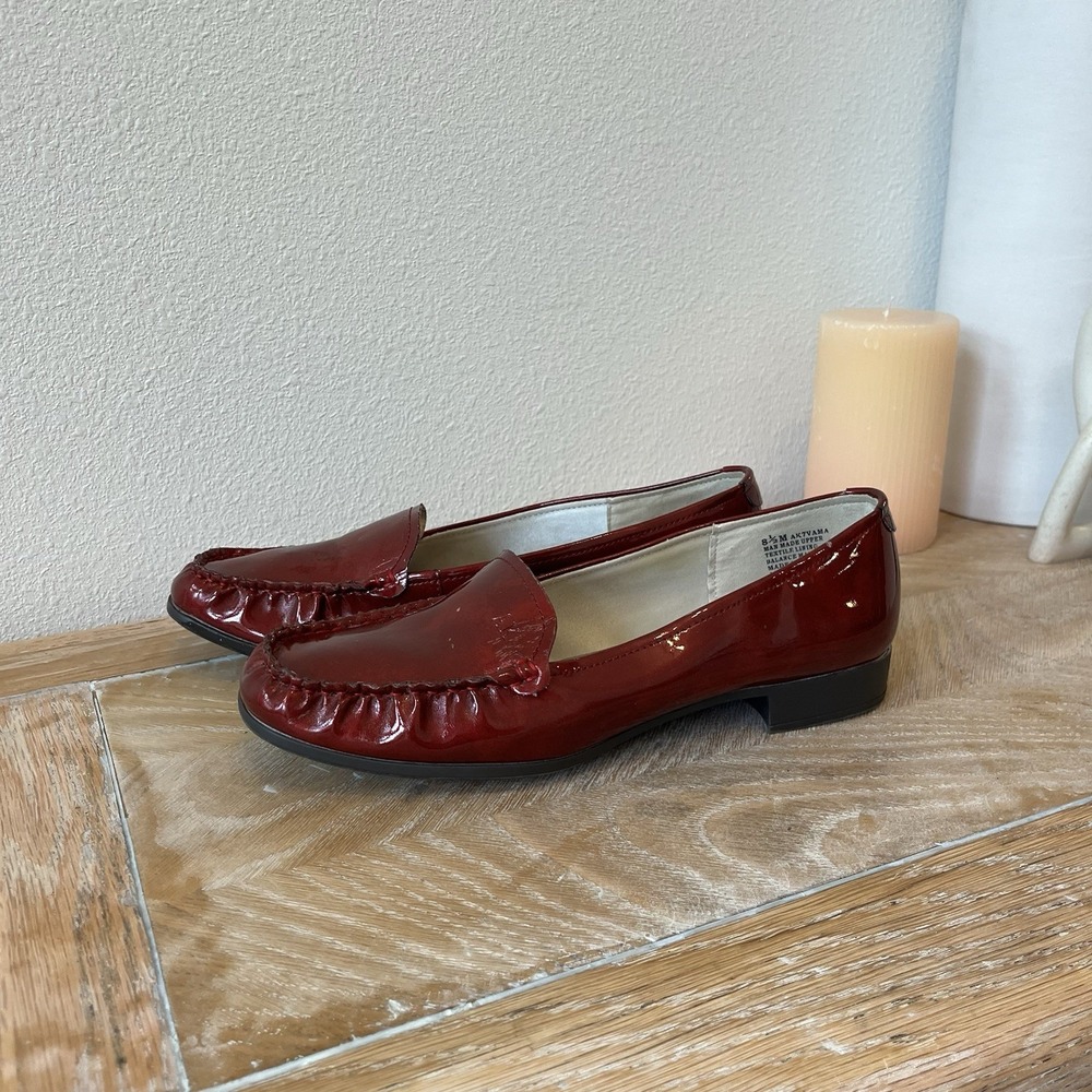 Anne Klein iFlex Loafers Shiny Red Women's Sz 8.5 Cottage Core classic Comfort
